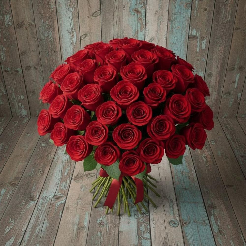 Букет 55 Красных роз Фридом в Подлесном