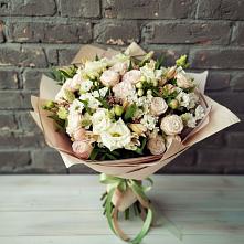 Букет цветов из:  Альстромерии, Розы и Хризантемы в Подлесном