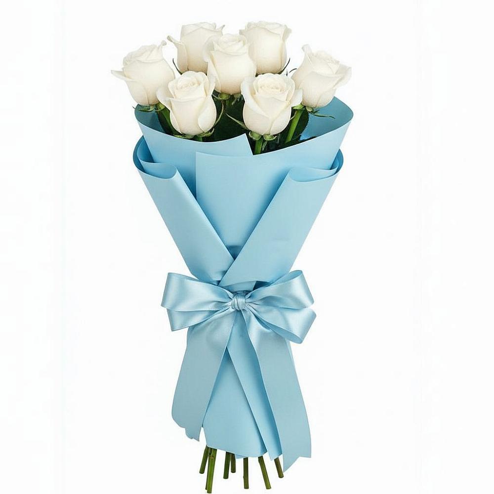 Букет 7 белых роз Проуд в Подлесном