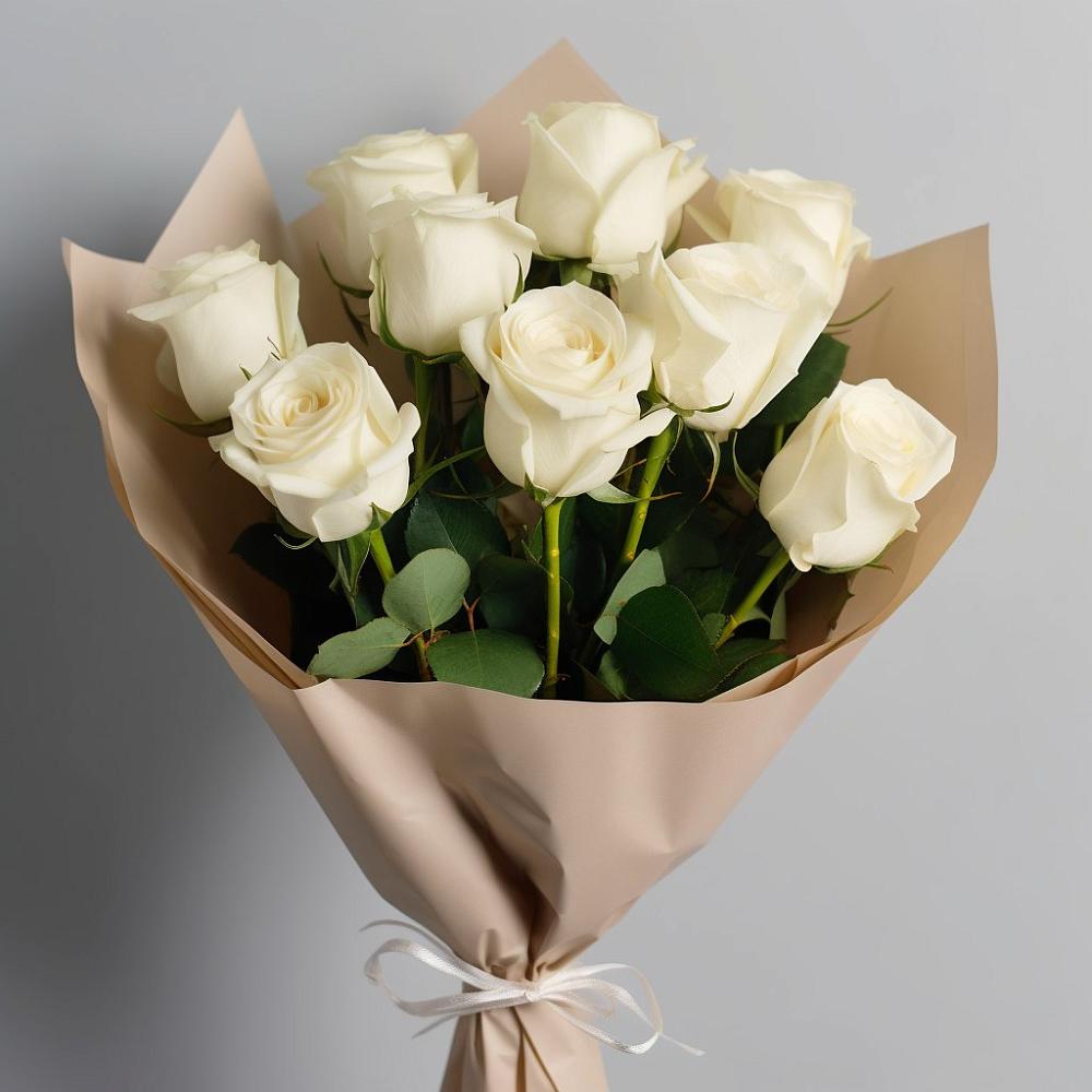Букет 9 Белых роз Эдлесс Лав в Подлесном