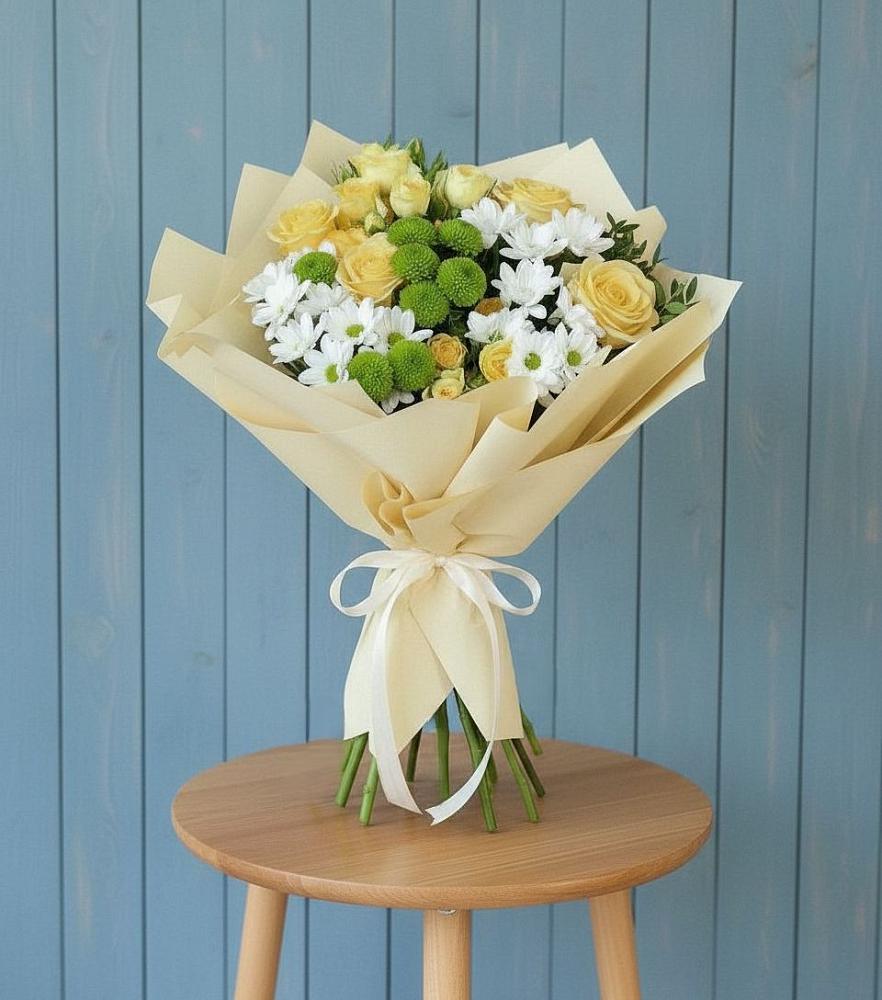 Букет цветов из: Хризантемы и Розы в Подлесном