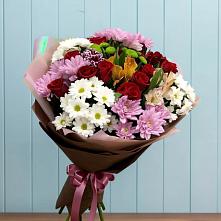 Букет цветов из:  Розы, Хризантемы и Альстромерии в Подлесном