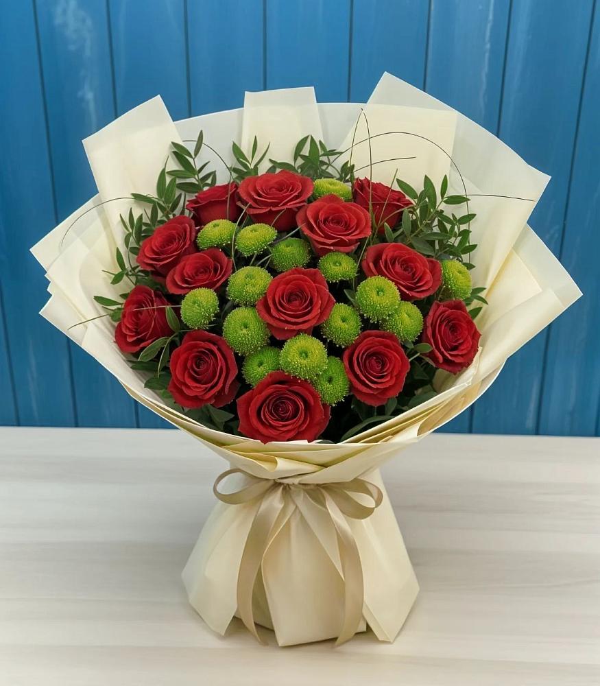 Букет цветов из: Розы и Хризантемы в Подлесном